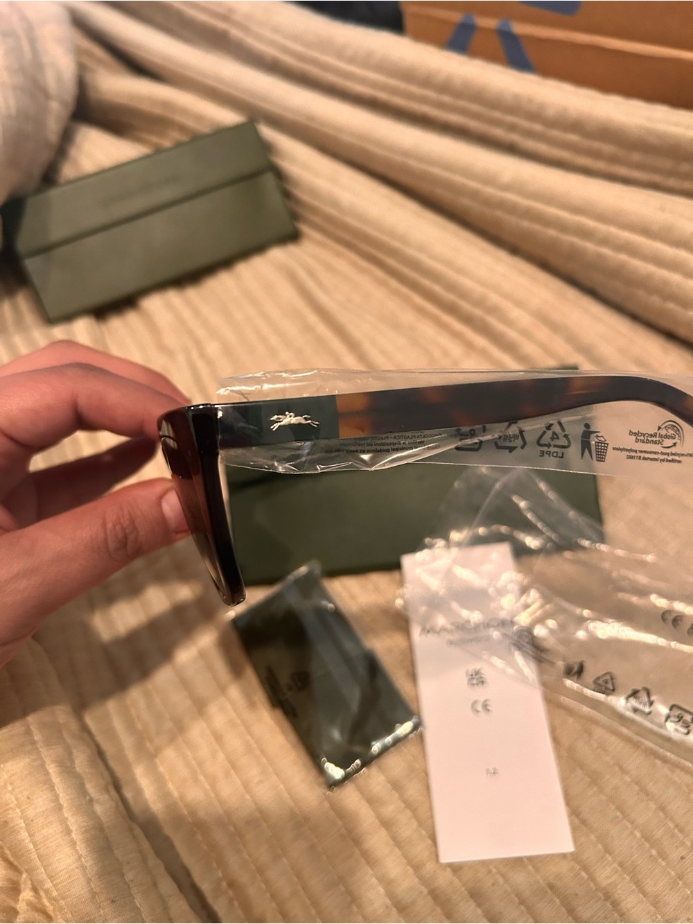 Moncler Tortoiseshell Sunglasses with Olive Case - Picture 2 of 6